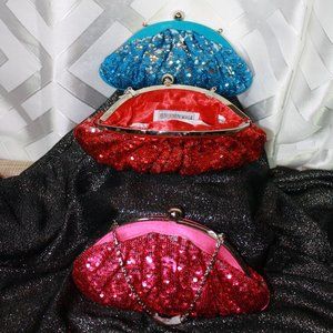 Benjamin Walk NWT Sequined Clutch Bag - Fuchsia